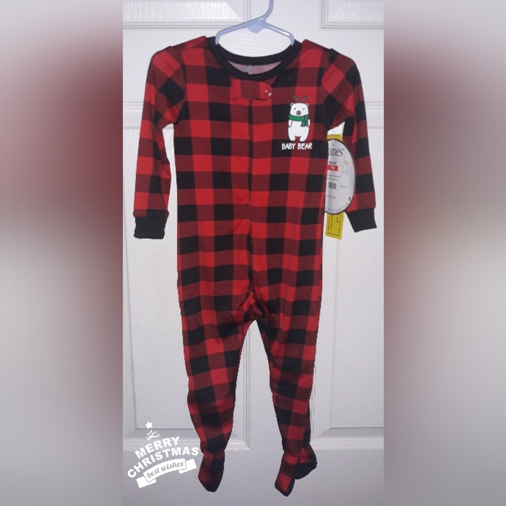 Baby Bear plaid Christmas footy one piece pajamas Size 18 months